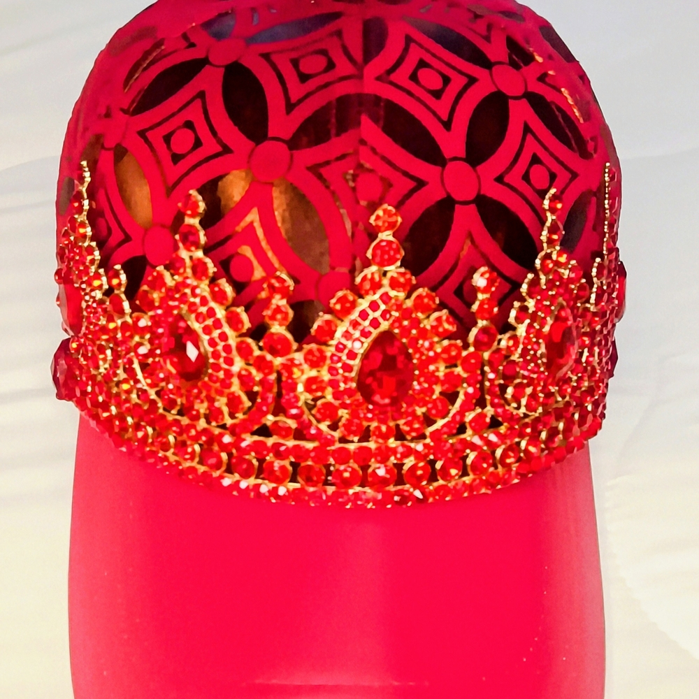 Elegant Red and Gold Women's Cap